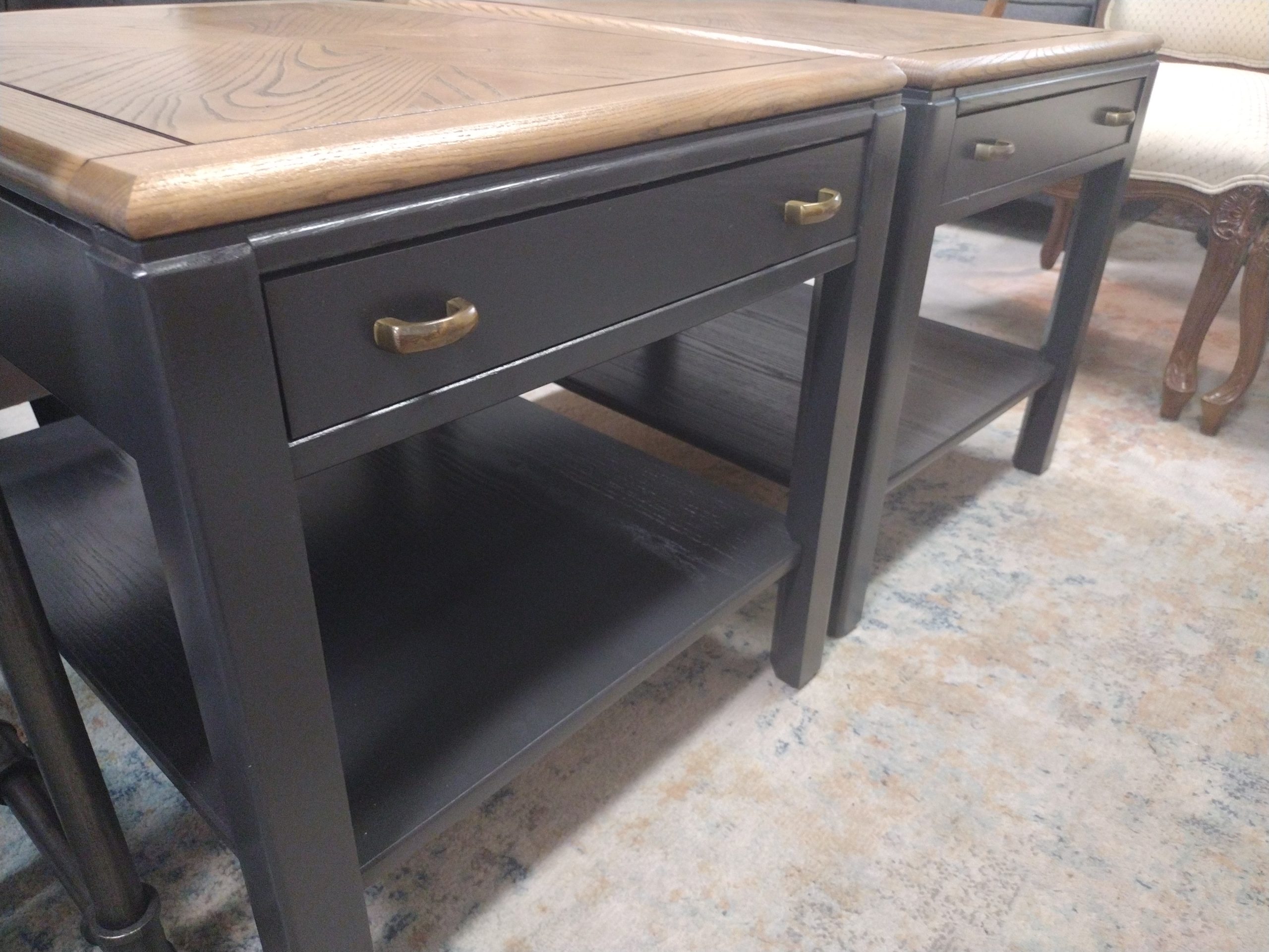 Charcoal and Wood End Table Set Roth & Brader Furniture