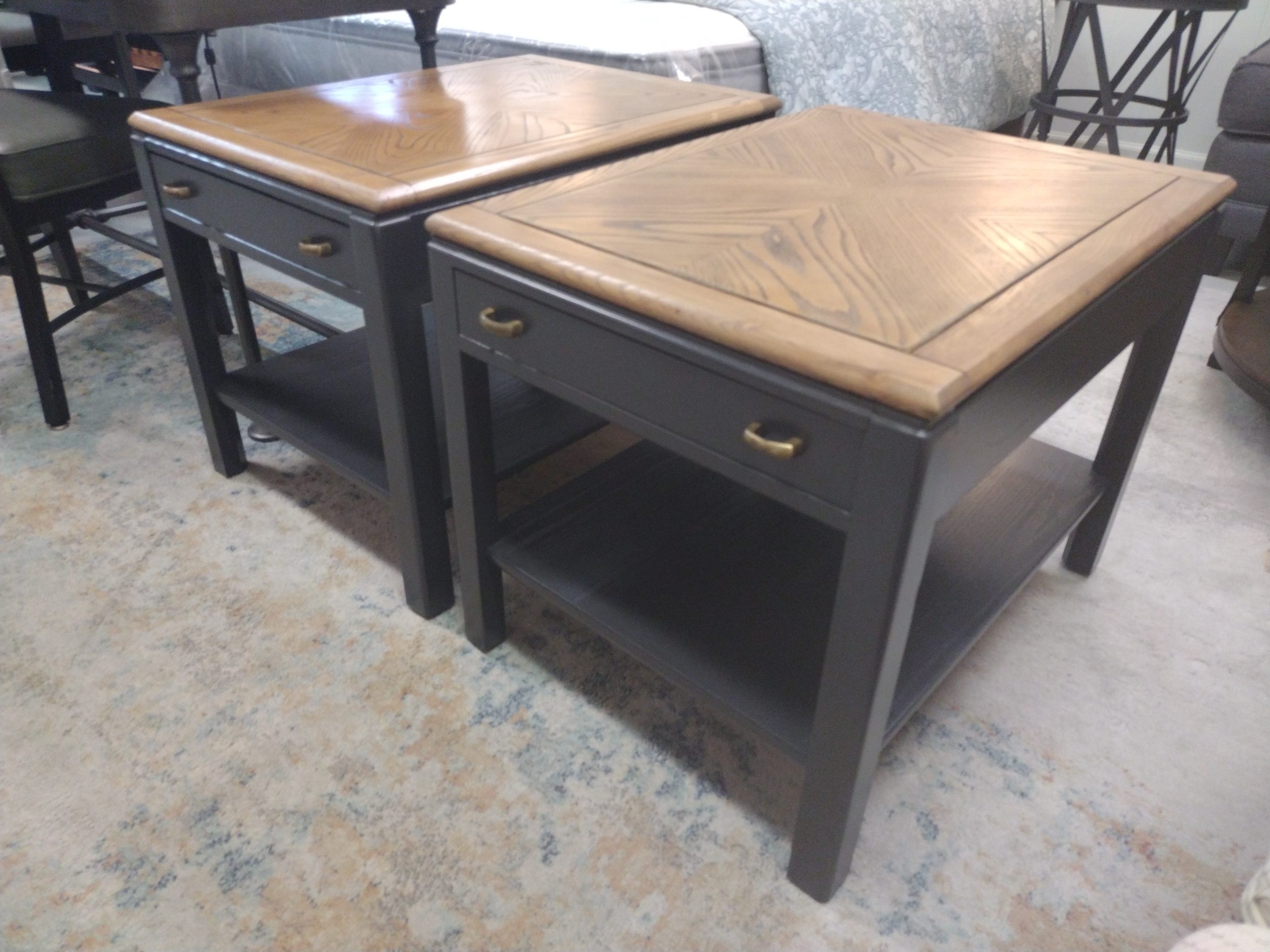 Charcoal and Wood End Table Set Roth & Brader Furniture