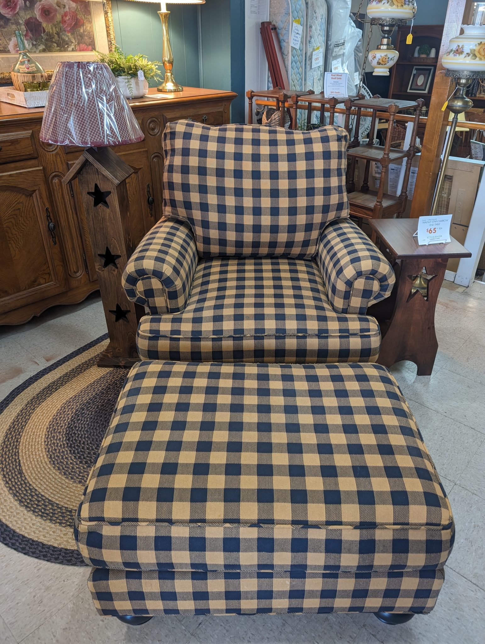 Buffalo Plaid Chair and Ottoman | Roth & Brader Furniture