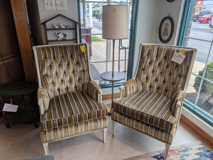 Pair of Retro Striped Arm Chairs