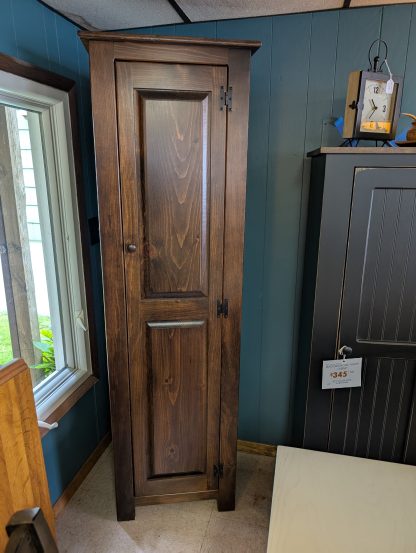 Single Door Walnut Stain Pantry Cabinet