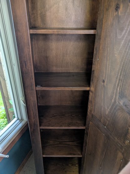 Single Door Walnut Stain Pantry Cabinet - Image 2