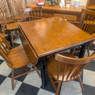 Wooden Two Tone Dropleaf Table w/ 4 Chairs