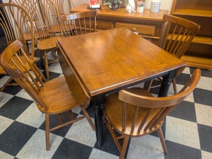 Wooden Two Tone Dropleaf Table w/ 4 Chairs