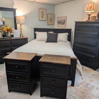 Amish Made Black & Walnut Color Queen Bedroom Set