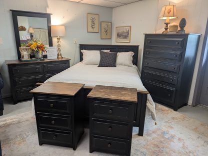 Amish Made Black & Walnut Color Queen Bedroom Set