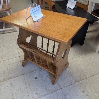 Oak End Table with Magazine Rack