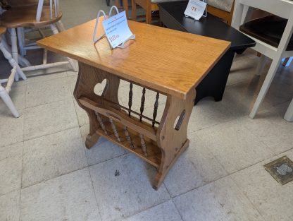 Oak End Table with Magazine Rack