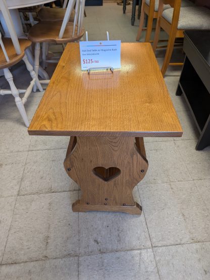 Oak End Table with Magazine Rack - Image 2