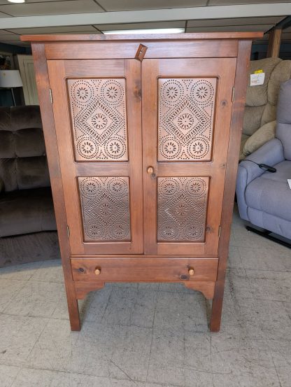 Pine Pantry Cabinet w/ Copper Tin Doors