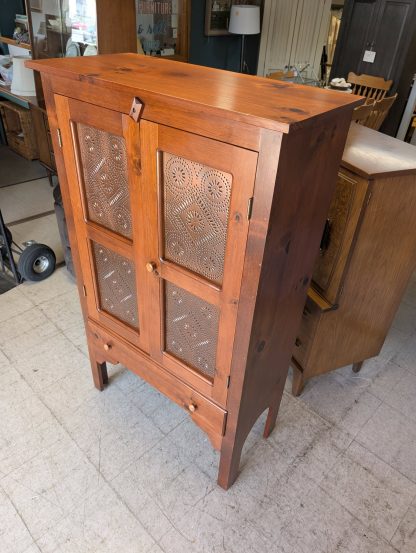 Pine Pantry Cabinet w/ Copper Tin Doors - Image 4