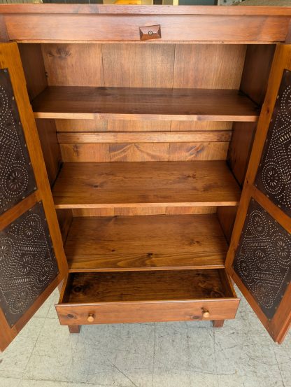Pine Pantry Cabinet w/ Copper Tin Doors - Image 2