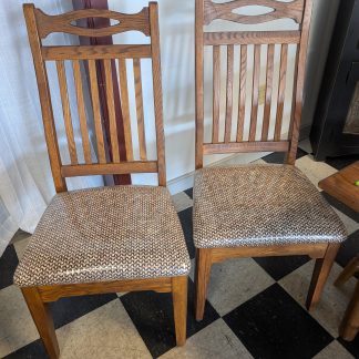 2 Upholstered Oak Kitchen Chairs