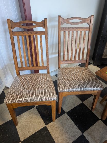 2 Upholstered Oak Kitchen Chairs