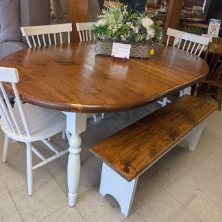 Pine Table with 4 Chairs, Bench, and 2 Boards