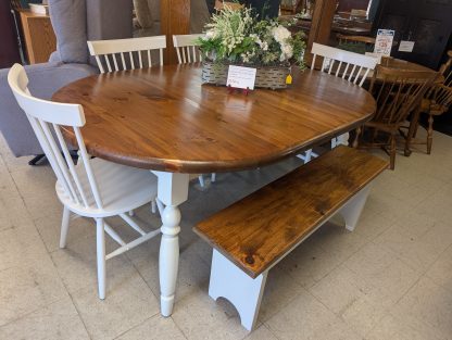 Pine Table with 4 Chairs, Bench, and 2 Boards