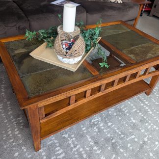 Stone Top Coffee Table on Wheels