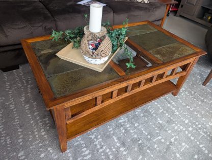 Stone Top Coffee Table on Wheels