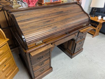 Dark Pine Roll Top Desk