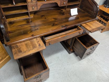Dark Pine Roll Top Desk - Image 3