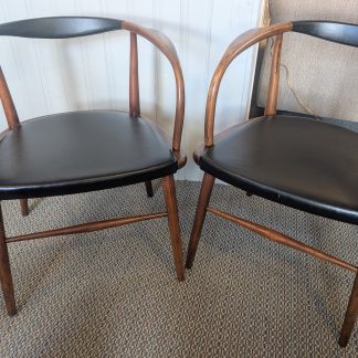 Black Leather MCM Chair Set