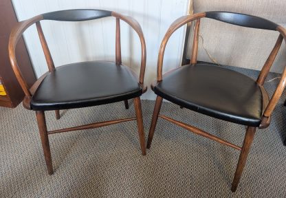 Black Leather MCM Chair Set
