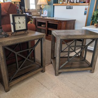 Wooden Gray End Table Set