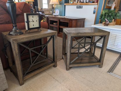 Wooden Gray End Table Set