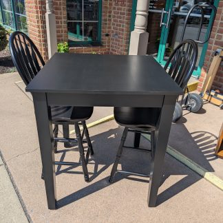 Black Pub Table & 2 Stools