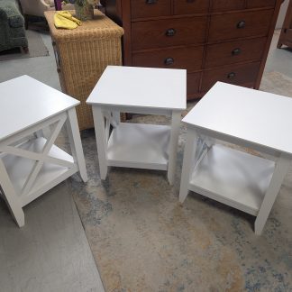 White X-Style End Tables. Each: