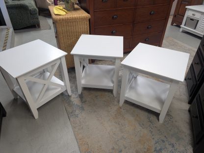 White X-Style End Tables. Each: