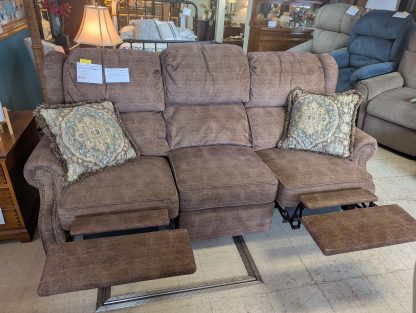 Double Reclining Brown Sofa - Image 2