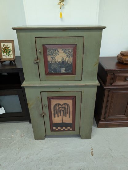 Green Primitive Storage Cabinet