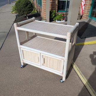 White Rattan Serving Cart