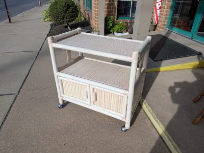 White Rattan Serving Cart