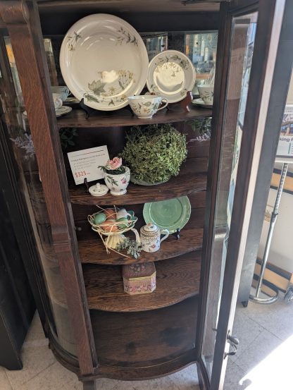 Antique Curved Glass Curio Cabinet - Image 3