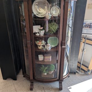 Antique Curved Glass Curio Cabinet