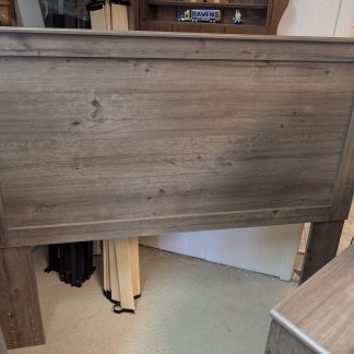 Weathered Gray Queen Headboard & Metal Rails