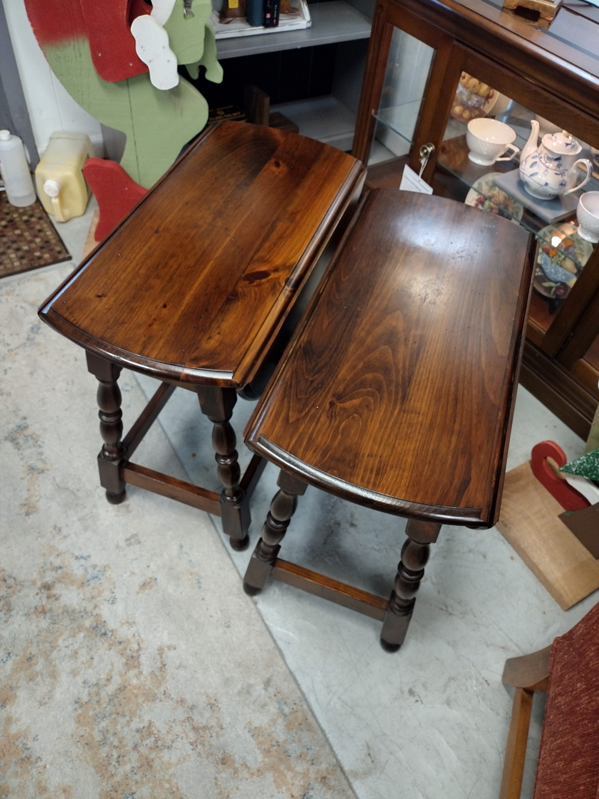 Dark Pine Drop Leaf End Table Set