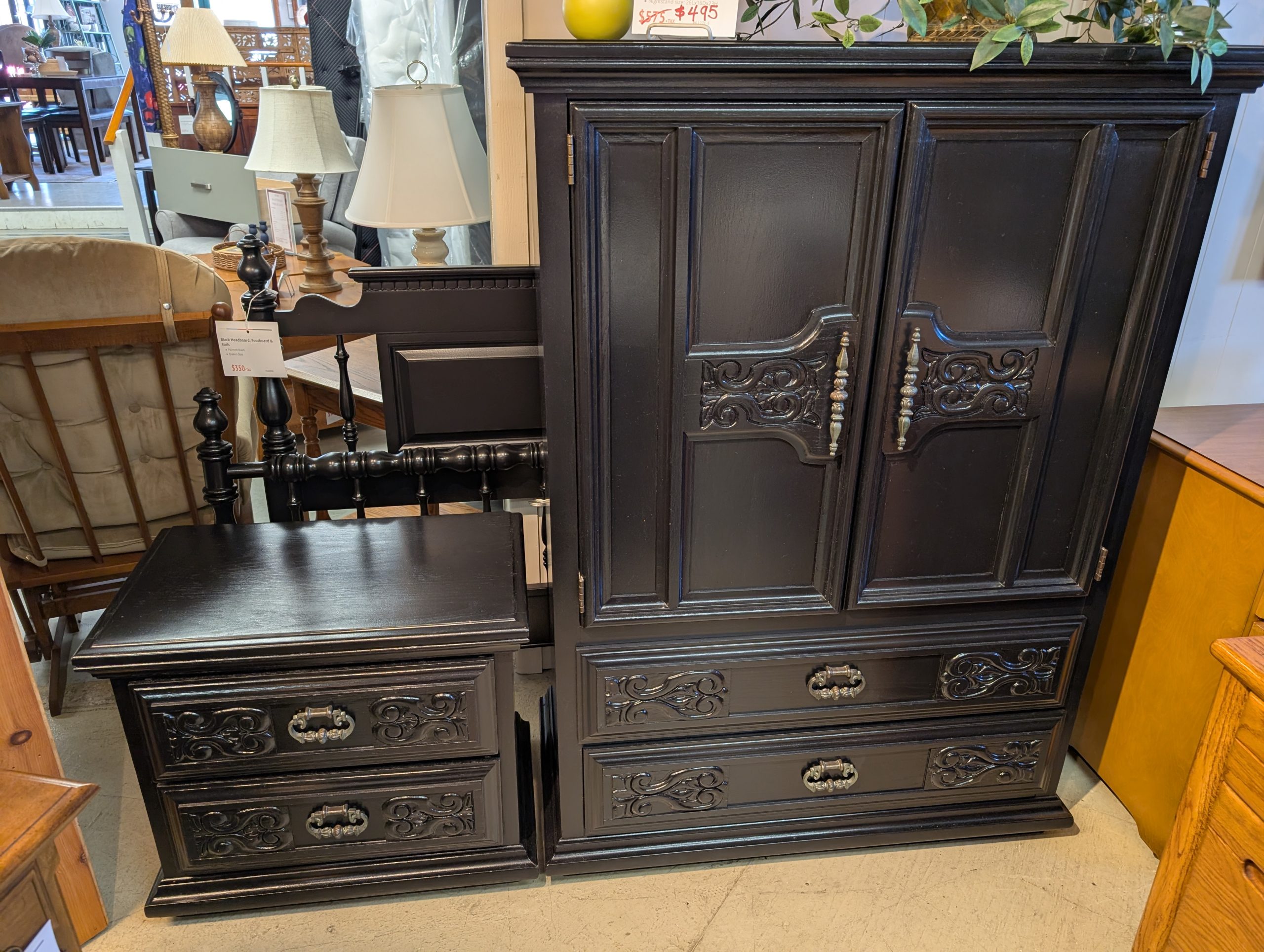 Painted Black Chest & Nightstand Bedroom Set