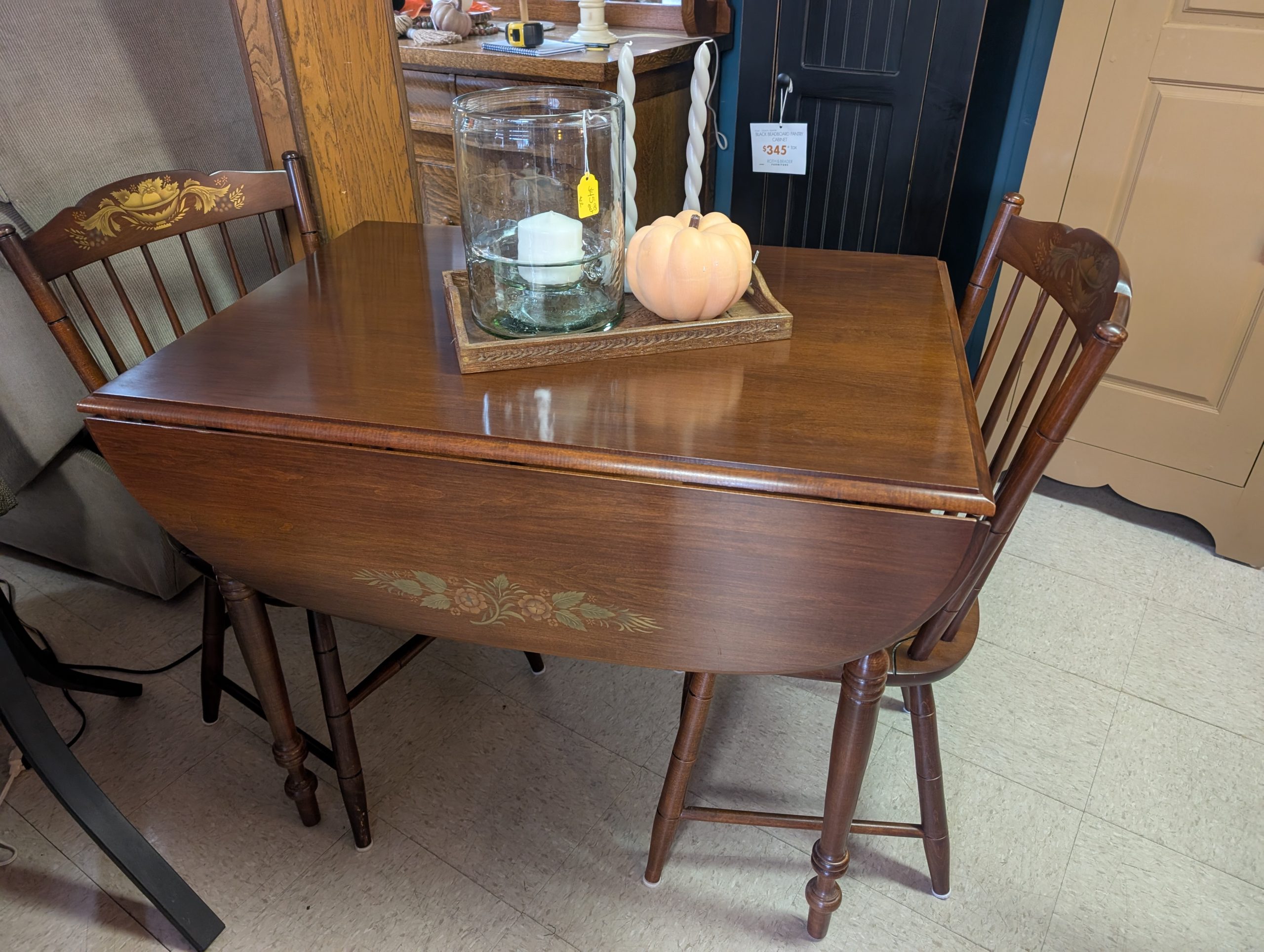 Cherry Hitchcock Drop Leaf Table Set
