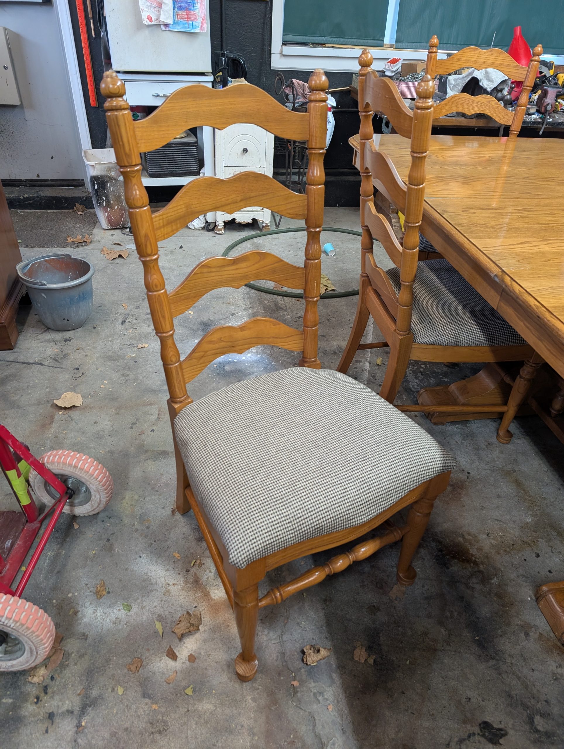 Large Wooden Dining Table Set - Image 2