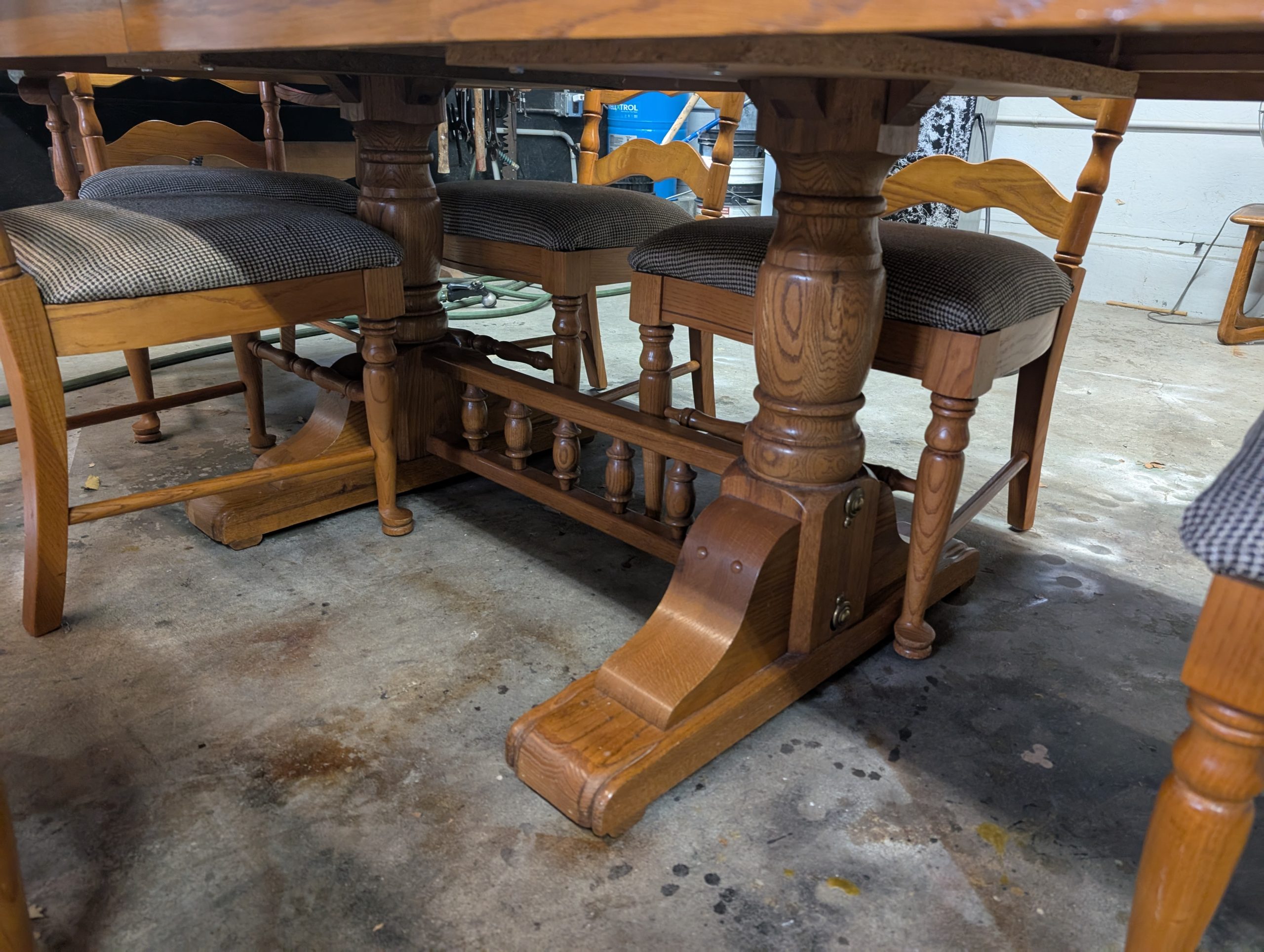 Large Wooden Dining Table Set - Image 3