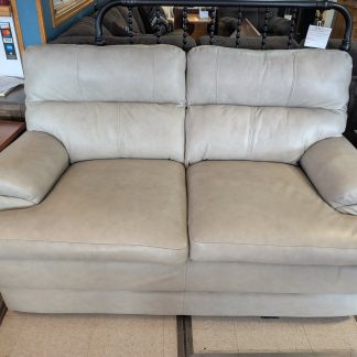 Cream Leather Loveseat