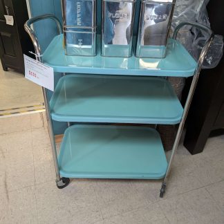Vintage Metal Aqua Color Bar Cart