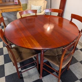 Round Cherry Table with Rush Seat Chairs