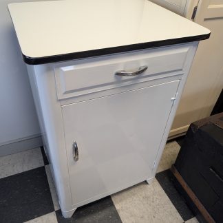 White Metal Cabinet with Enamel Top