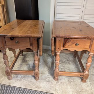 Real Wood Drop Leaf End Table Set
