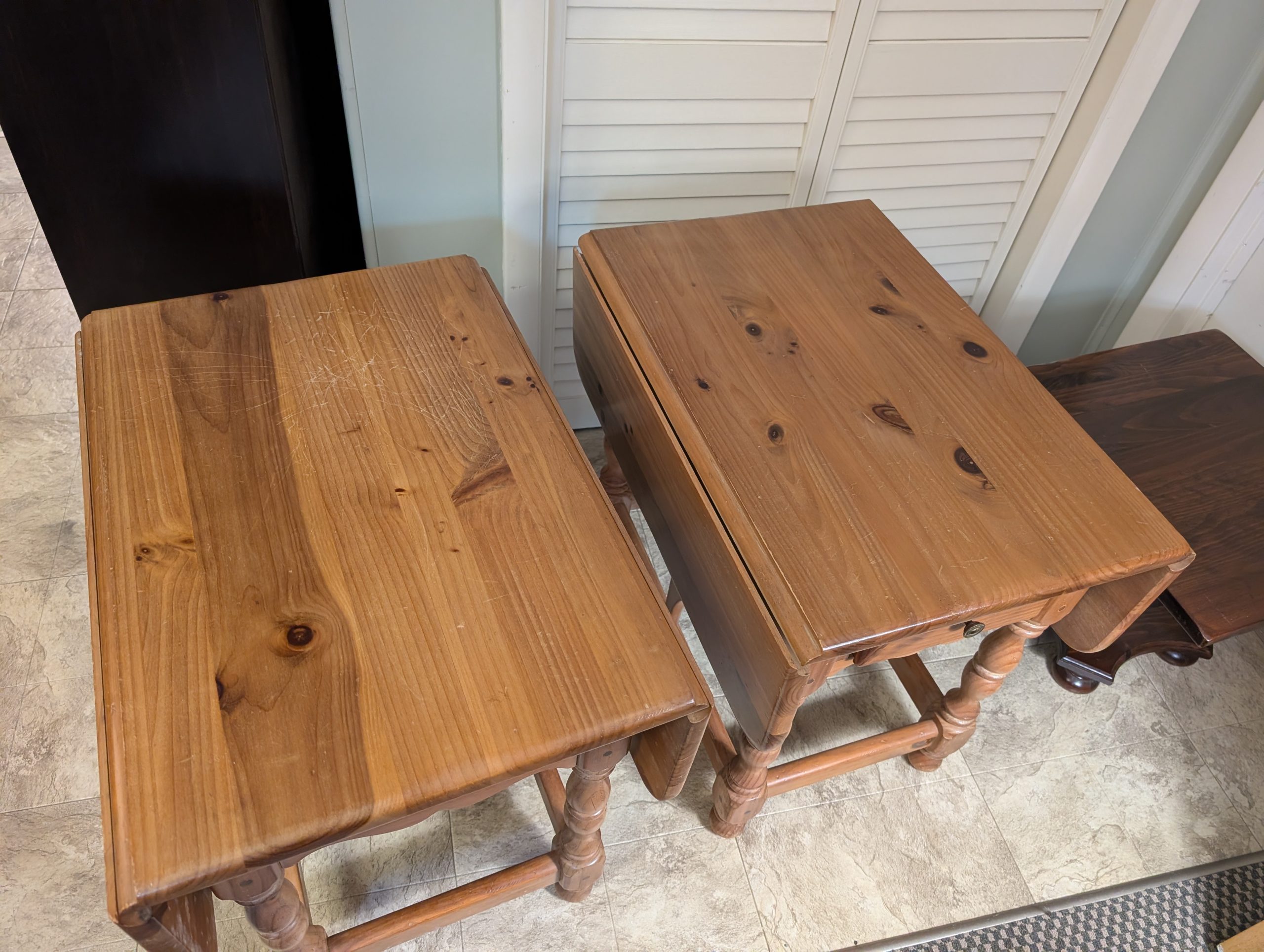 Real Wood Drop Leaf End Table Set - Image 2