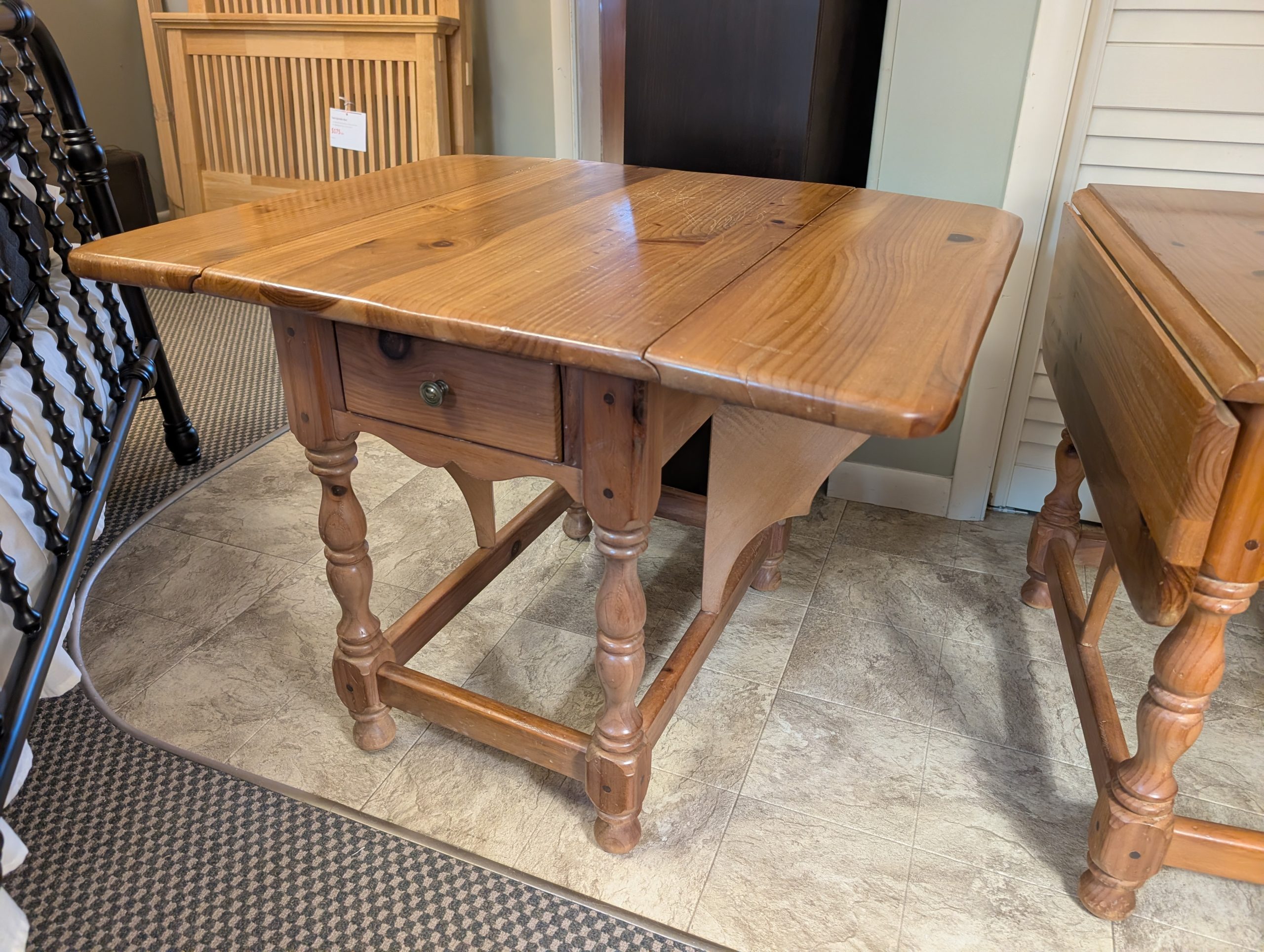 Real Wood Drop Leaf End Table Set - Image 3